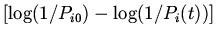 $[\log(1/P_{i0})-\log(1/P_i(t))]$