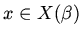 $x \in X(\beta)$