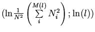 $({\rm l}{\rm n}{\frac{{{\rm 1}}}{{N^{2}}}}\left( {{\sum\limits_{i}^{M(l)} {N_{i}^{2}}} }
\right);{\rm l}{\rm n}(l))$