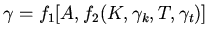 $\gamma = f_{1}
{\left[ {A,f_{2} (K,\gamma _{k} ,T,\gamma _{t} )} \right]}$